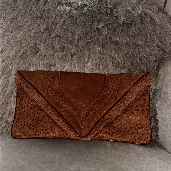 Vintage Brown Leather Clutch - Picture 1 of 5